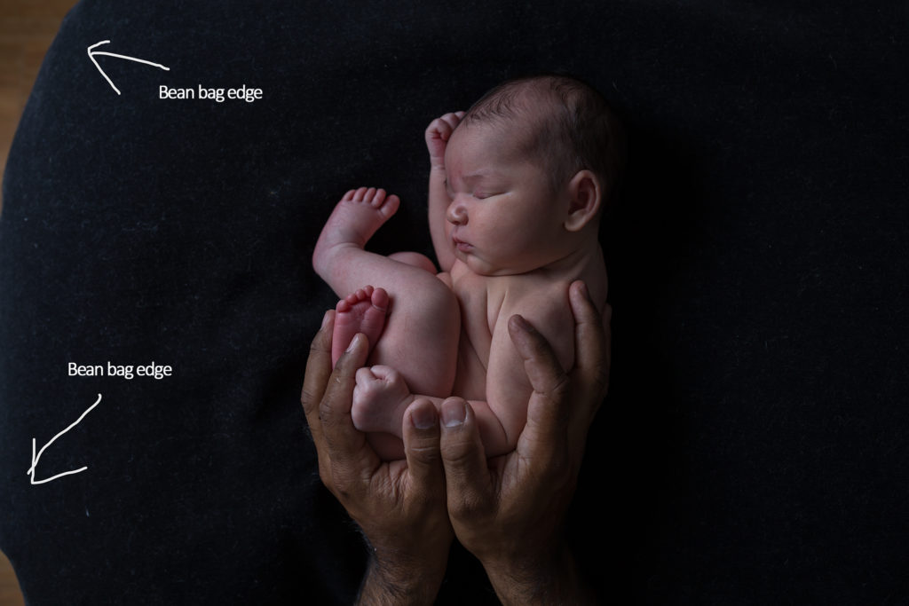 newborn safety beanbag pose