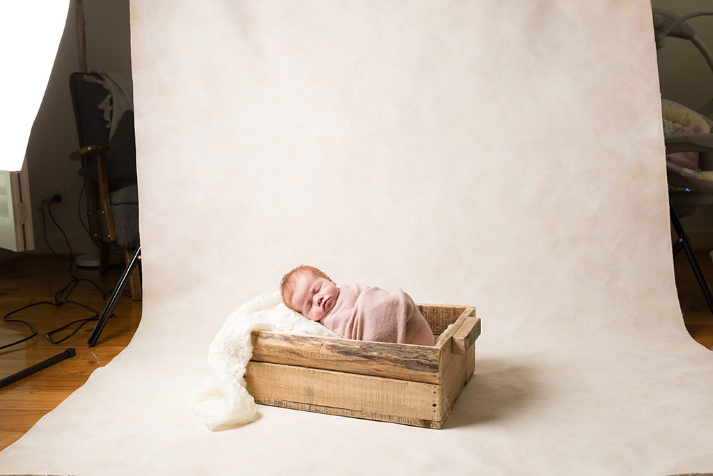 Adelaide Newborn Photographer image of newborn baby girl with fur sibling, as captured by Lisa from Adelaide Newborn Photography