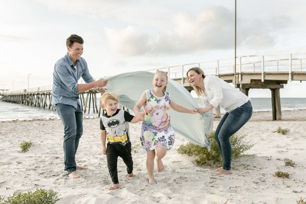 Beach Family session family of 4 beach session adelaide newborn photography